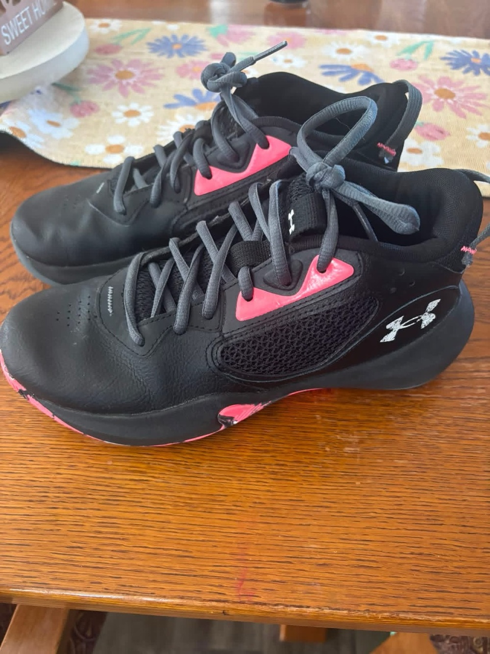 Under Armour Black & Pink Kids Athletic Sneakers